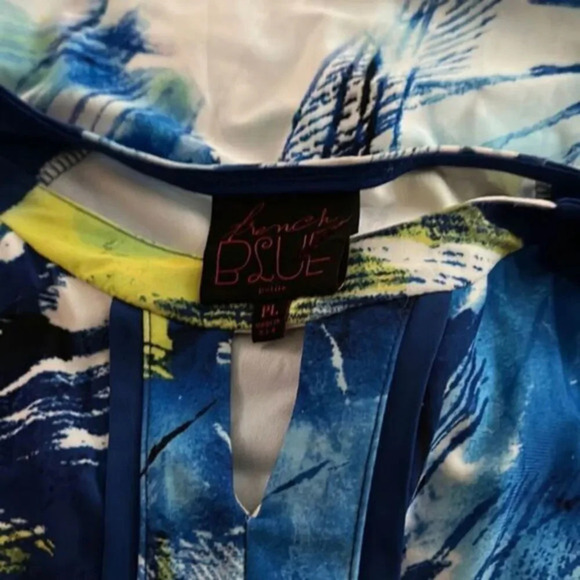 FRENCH Blue Short Sleeve Summer Top Petite Large - Picture 3 of 5